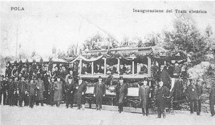 7 godina kasnije - inauguracija elektri�nog tramvaja u Puli 15. velja�e 1904. godine 